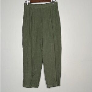 Meo Meli Linen Pull-On Pants Green Made in Italy Women’s Fits Like Medium